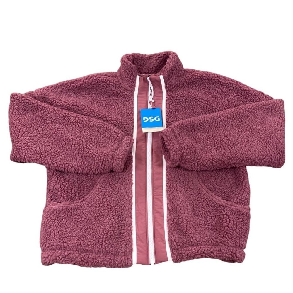 DSG Girls Cozy Fleece Full Zip Jacket Rose Coffee Size L (14) NWT